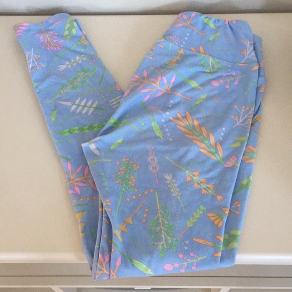 LuLaRoe Pants - Periwinkle Flowered LulaRoe Leggings - bundle!